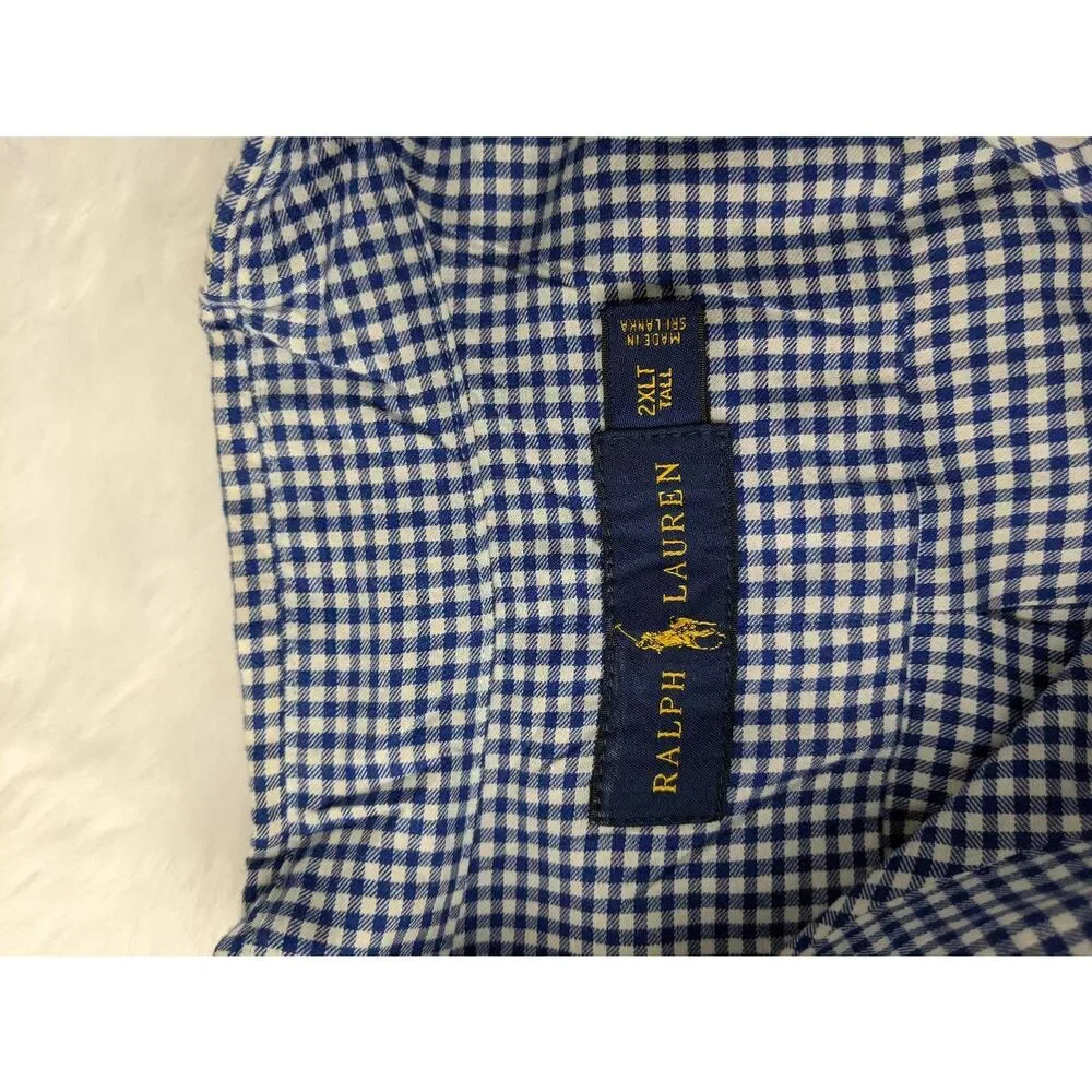 Polo Ralph Lauren Men's Blue Check Long Sleeve Shirt Size 2XLT Two Extra Large T